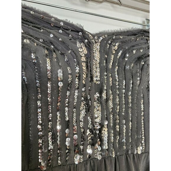 Rebecca Taylor Womens Strapless Sweetheart Sequin Silk Dress Gray Size 10 - Picture 5 of 8